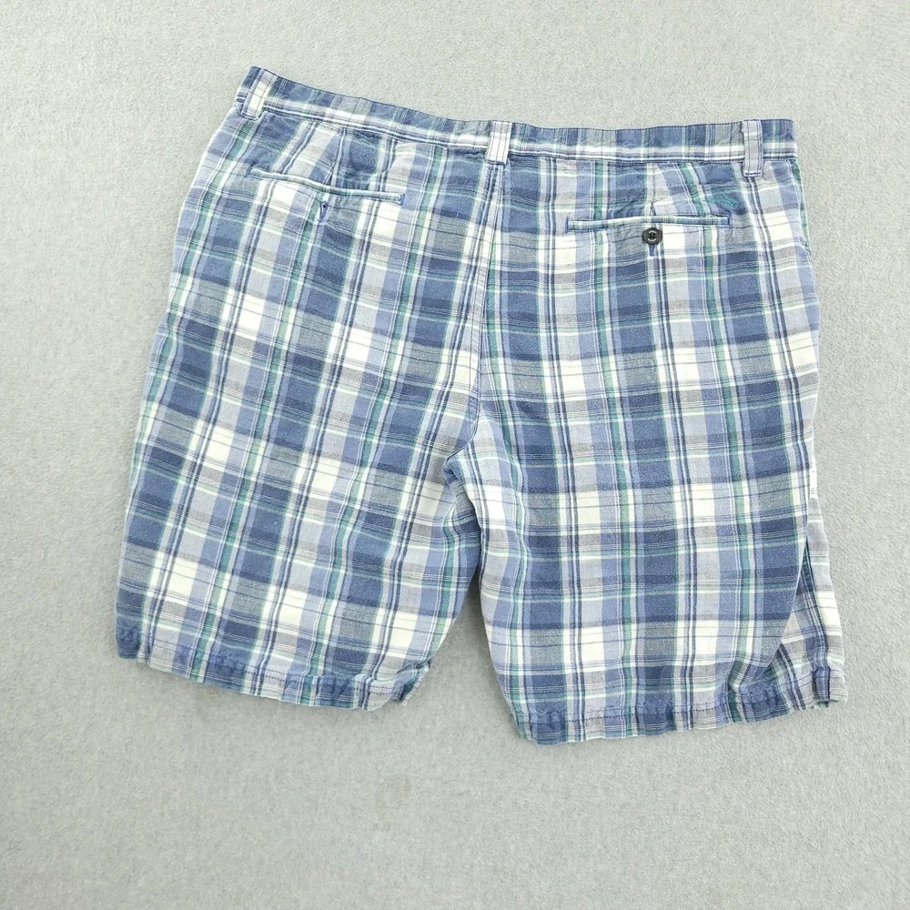 Tommy Bahama Shorts Mens 40 Blue Plaid Linen Blend Chino Casual 10